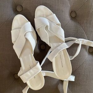 White Ankle Wrap Heels